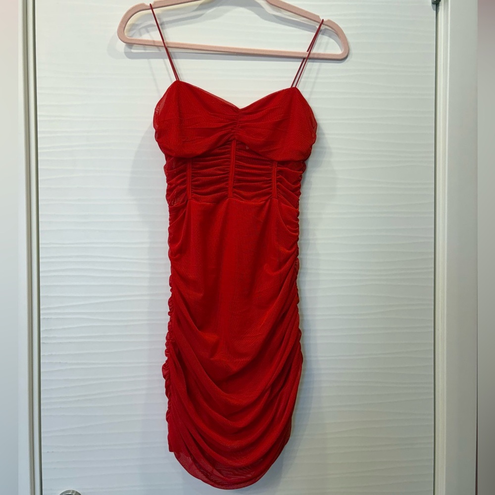 Superdown Red Ruched Bodycon Mini Dress - Picture 3 of 6
